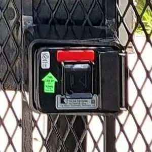 Surface-mounted heavy-duty commercial key safe on stone facade, Montclair, Oakland